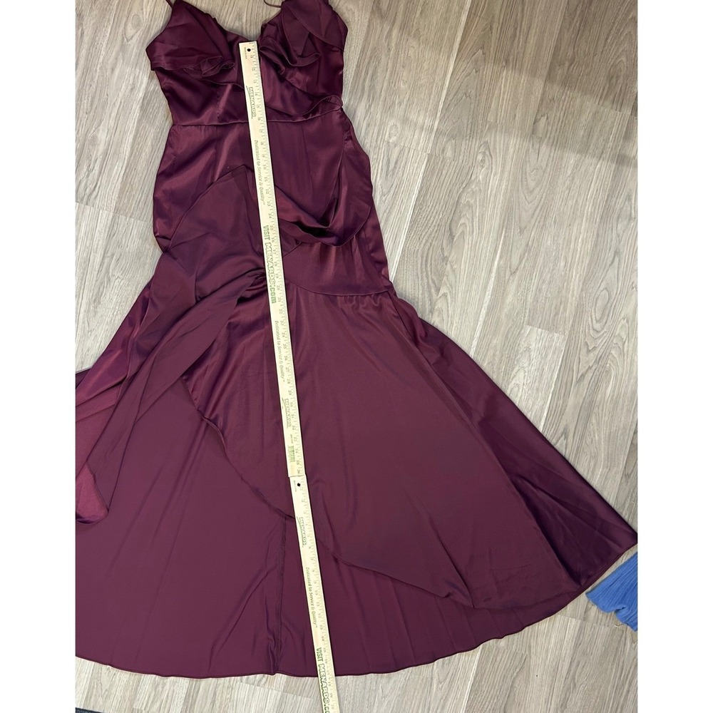 Vow'd Burgundy Ruffle High-Low Maxi Dress Size 10 Wedding Guest Bridesmaid Prom - Picture 5 of 8